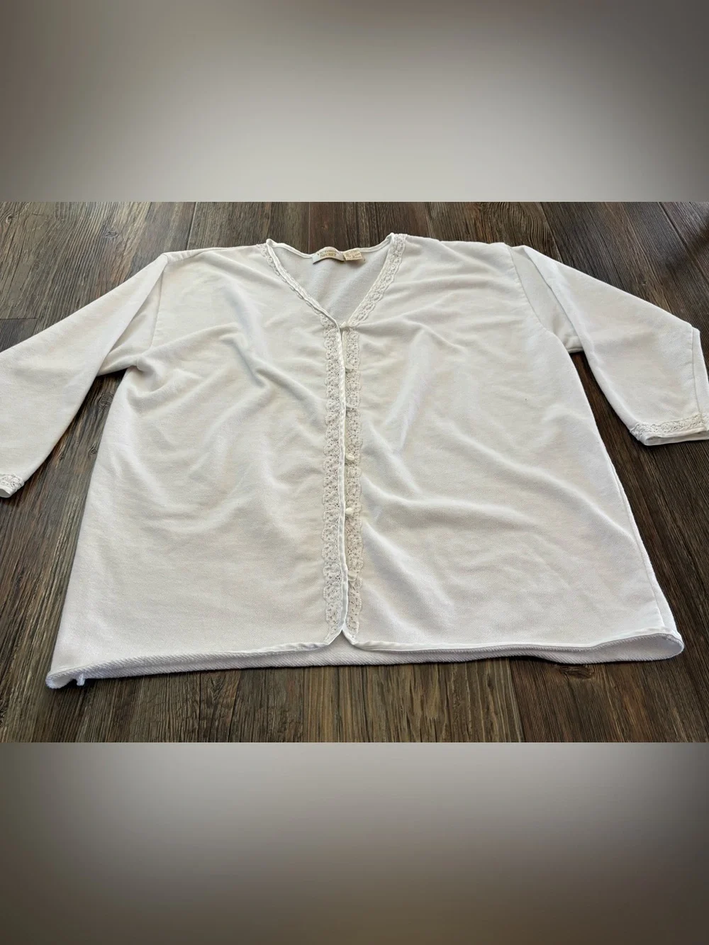Vtg 90s Gold Label Victorias Secret Button-Front Cardigan Womens Sm White Lace